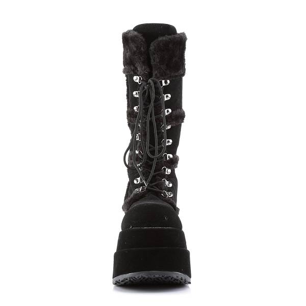 Demonia Women's Bear-202 Knee High Platform Boots - Black Vegan Suede D6524-10US Clearance
